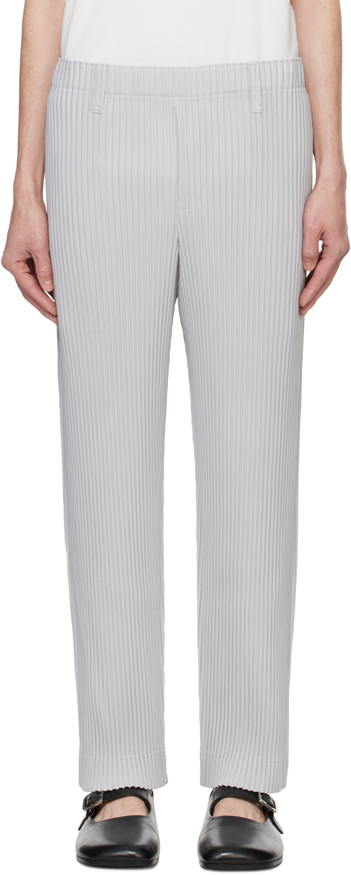 HOMME PLISSÉ ISSEY MIYAKE Gray Basics Trousers Homme Plisse HOMME