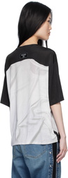 Balmain Black & White Loose Optical Illusion Print T-shirt