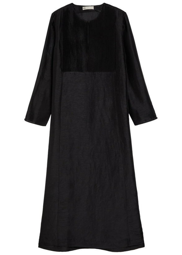 Photo: Tory Burch Pintucked Linen and Silk-blend Kaftan Black