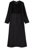 Tory Burch Pintucked Linen and Silk-blend Kaftan Black