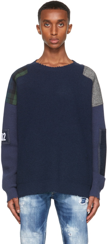 Photo: Dsquared2 Navy Camo Patch Sweater