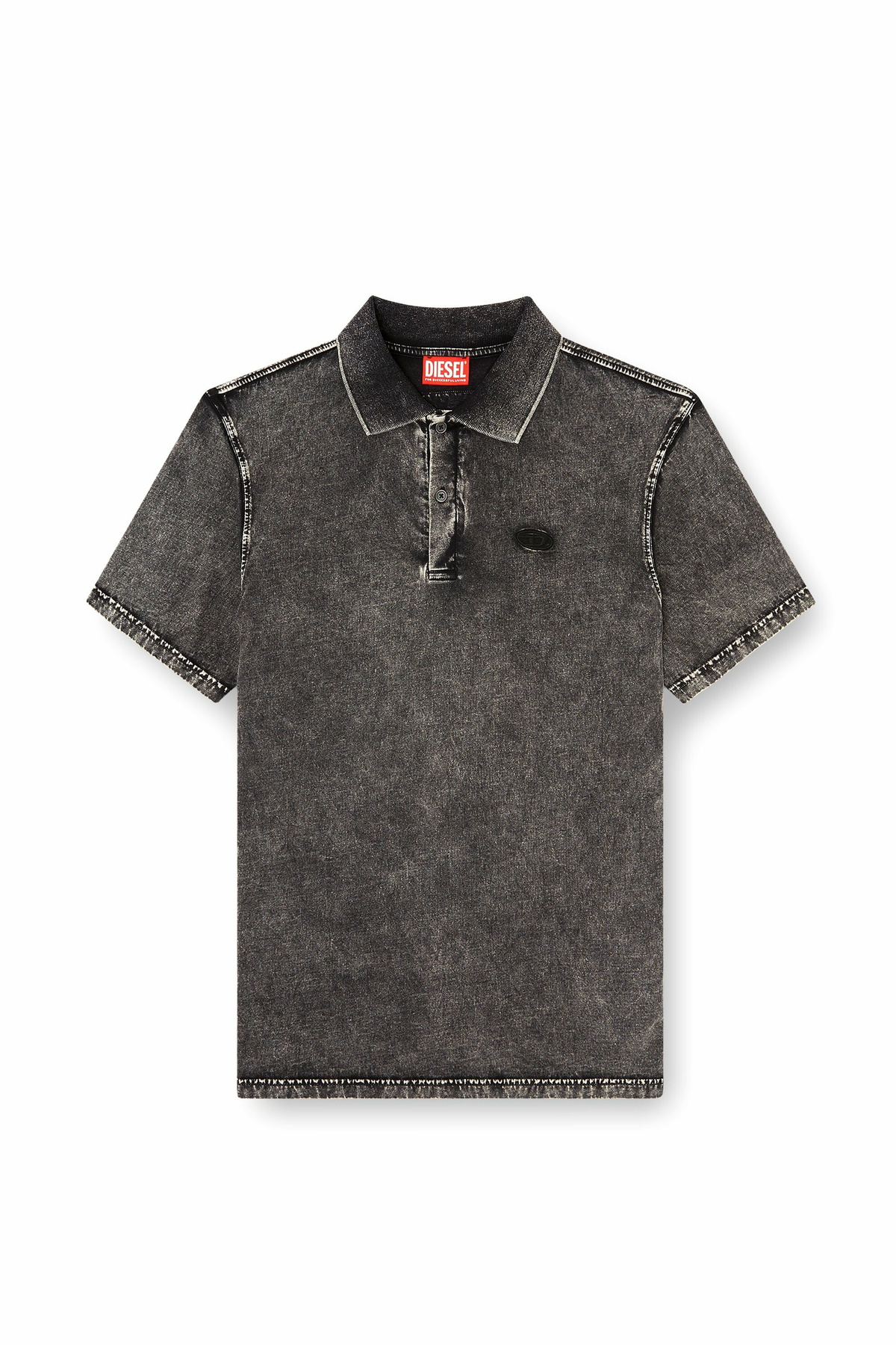 Diesel Polo shirt in denim-effect jersey - Polos Mens in Grey