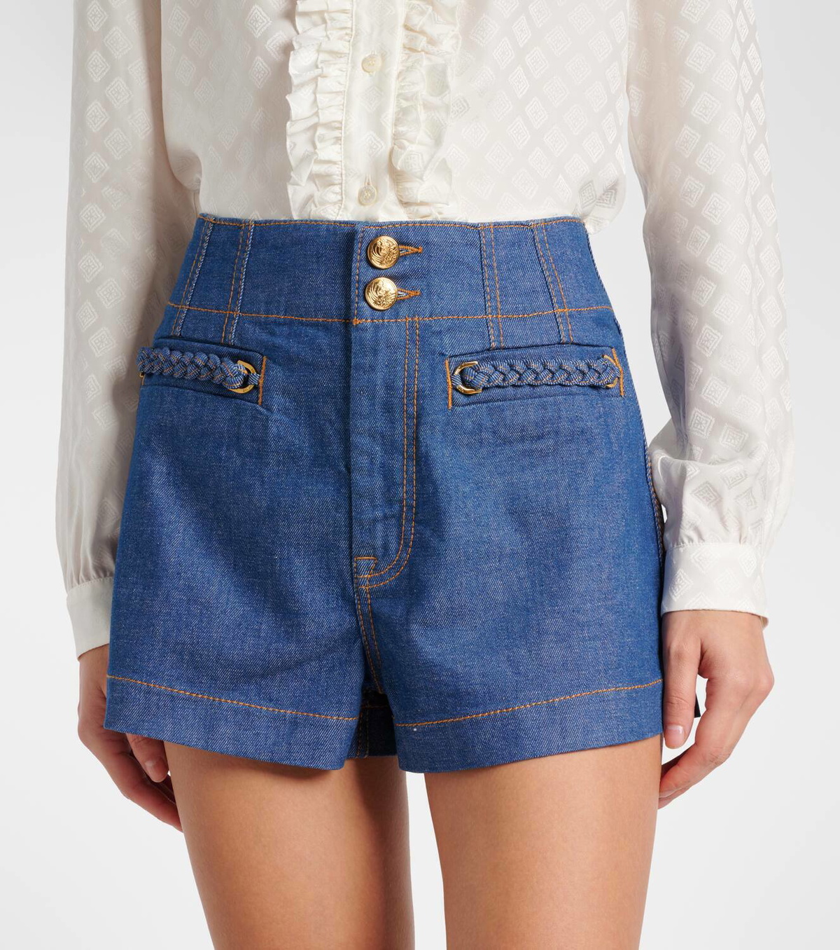 【Zimmermann】Wylie high-rise denim shorts Zimmermann Wylie high-rise denim shorts Zimmermann