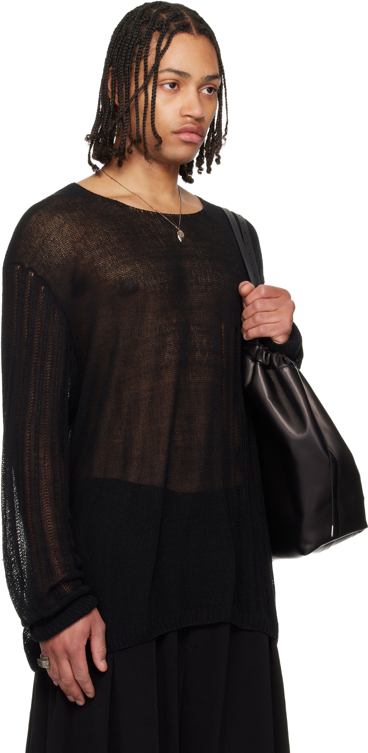 YOHJI YAMAMOTO Black Round Neck Pullover Sweater