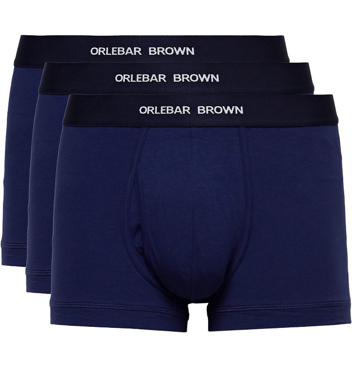 Photo: ORLEBAR BROWN - Three-Pack Stretch-Cotton Boxer Briefs - Blue
