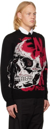 Alexander McQueen Black Skull Graffiti Sweater