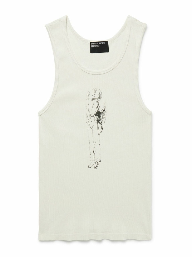 Photo: Enfants Riches Déprimés - Bad Professor Logo-Print Ribbed Cotton Tank Top - White