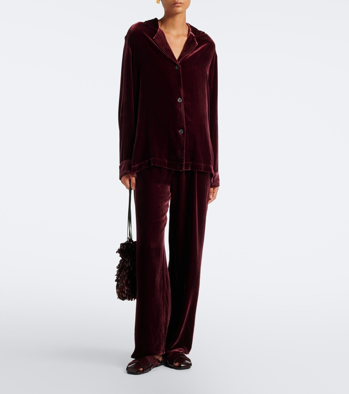 Asceno Austin velvet wide-leg pants