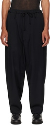 Y's For Men Black Wool Gabardine Wide String Trousers