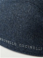 Brunello Cucinelli - Logo-Embroidered Virgin Wool-Flannel Flat Cap - Gray