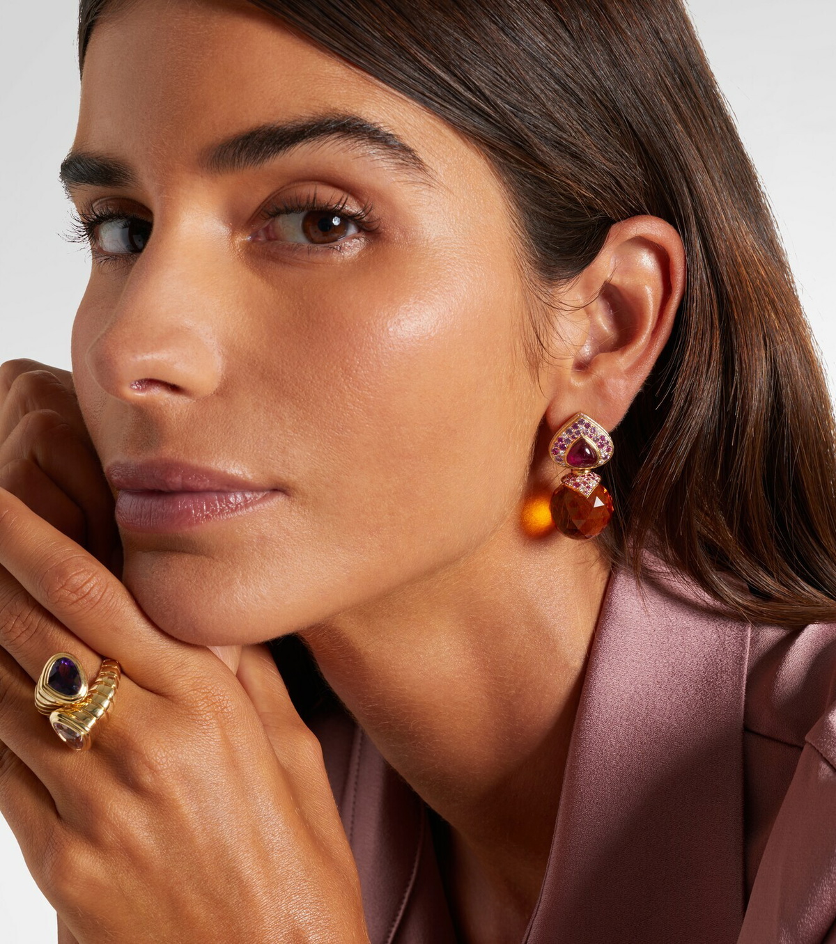 Marina B Acilla 18kt gold drop earrings with gemstones