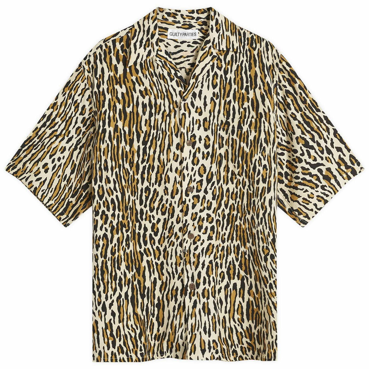 新品 WACKO MARIA LEOPARD HAWAIIAN SHIRT Wacko Maria Men's Leopard Hawaiian Short Sleeve Shirt in