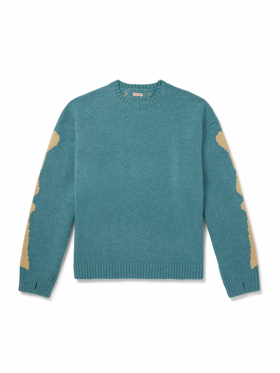 KAPITAL - Oversized Intarsia Wool Sweater - Blue KAPITAL