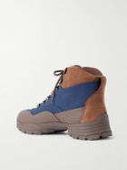 Brunello Cucinelli - Rubber and Suede-Trimmed Ripstop Lace-Up Boots - Blue