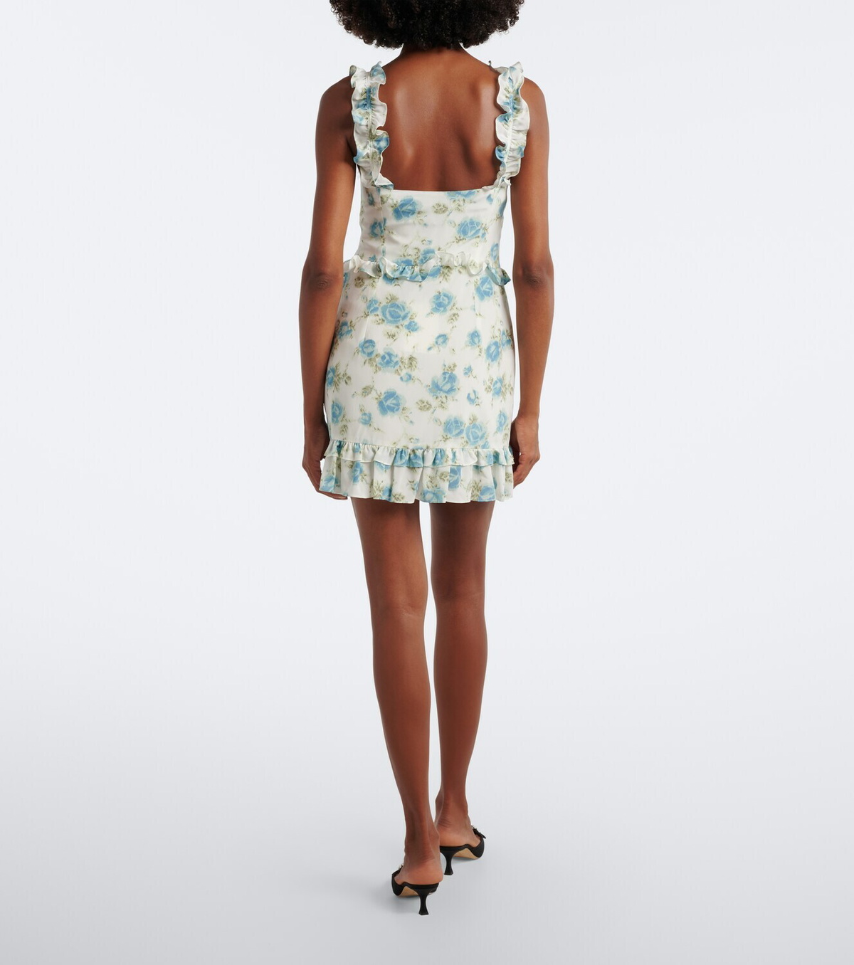 Alessandra Rich Ruffled floral silk crêpe de chine minidress