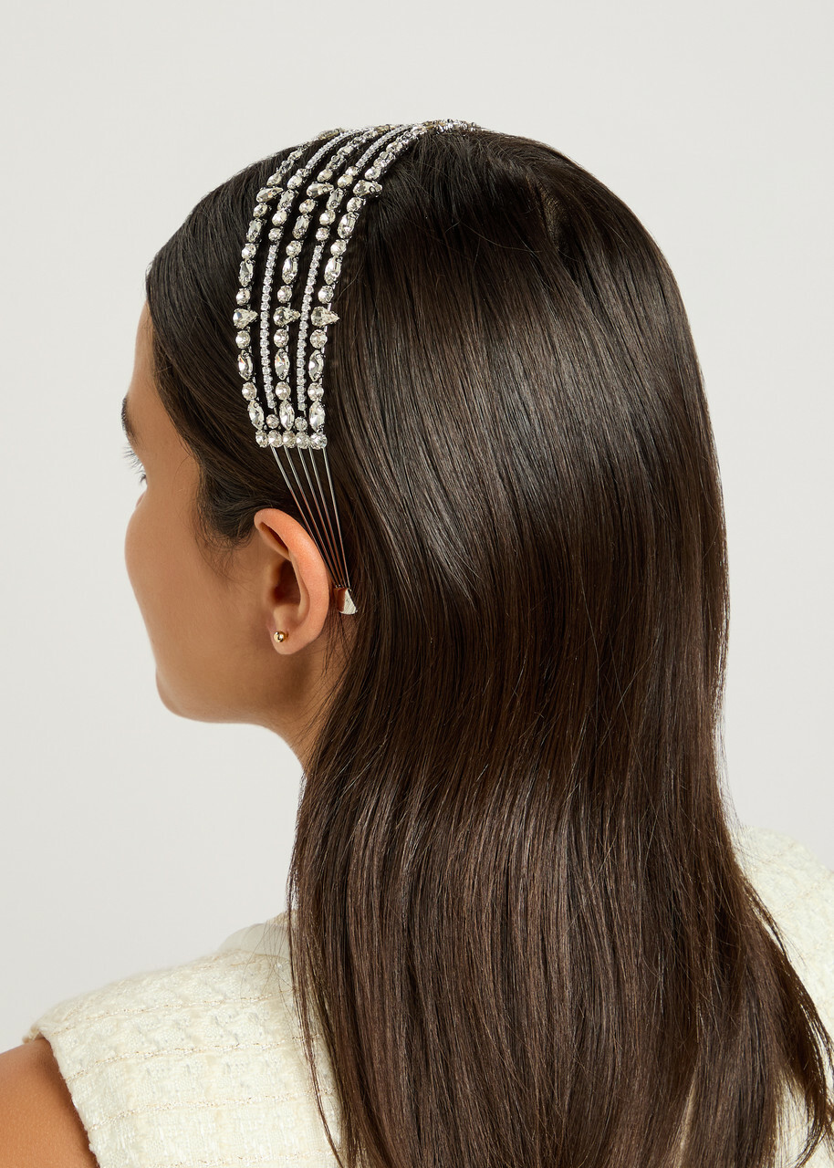 Self-portrait Crystal-embellished Metal Headband - Silver - One Size
