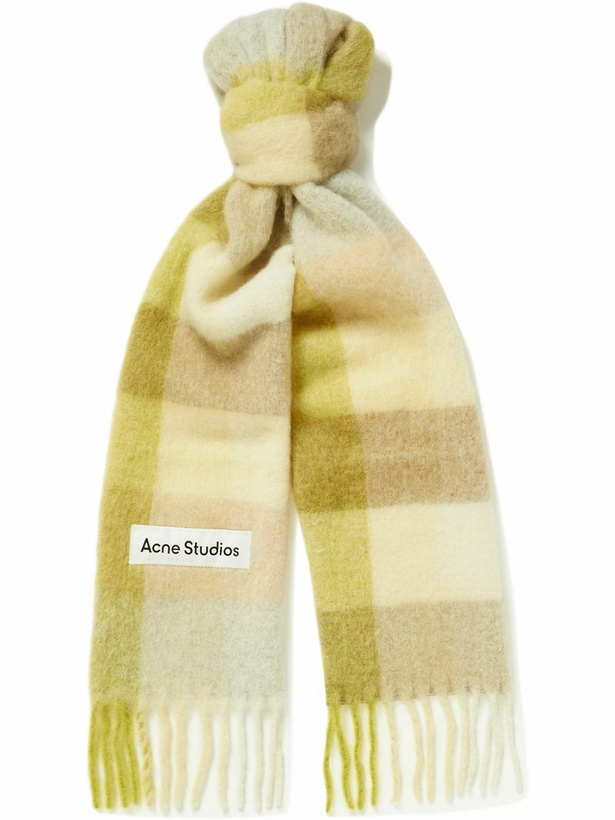 Photo: Acne Studios - Vally Fringed Checked Knitted Scarf