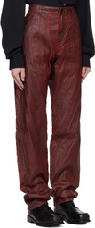 Mugler Burgundy Waxed Spiral Baggy Jeans