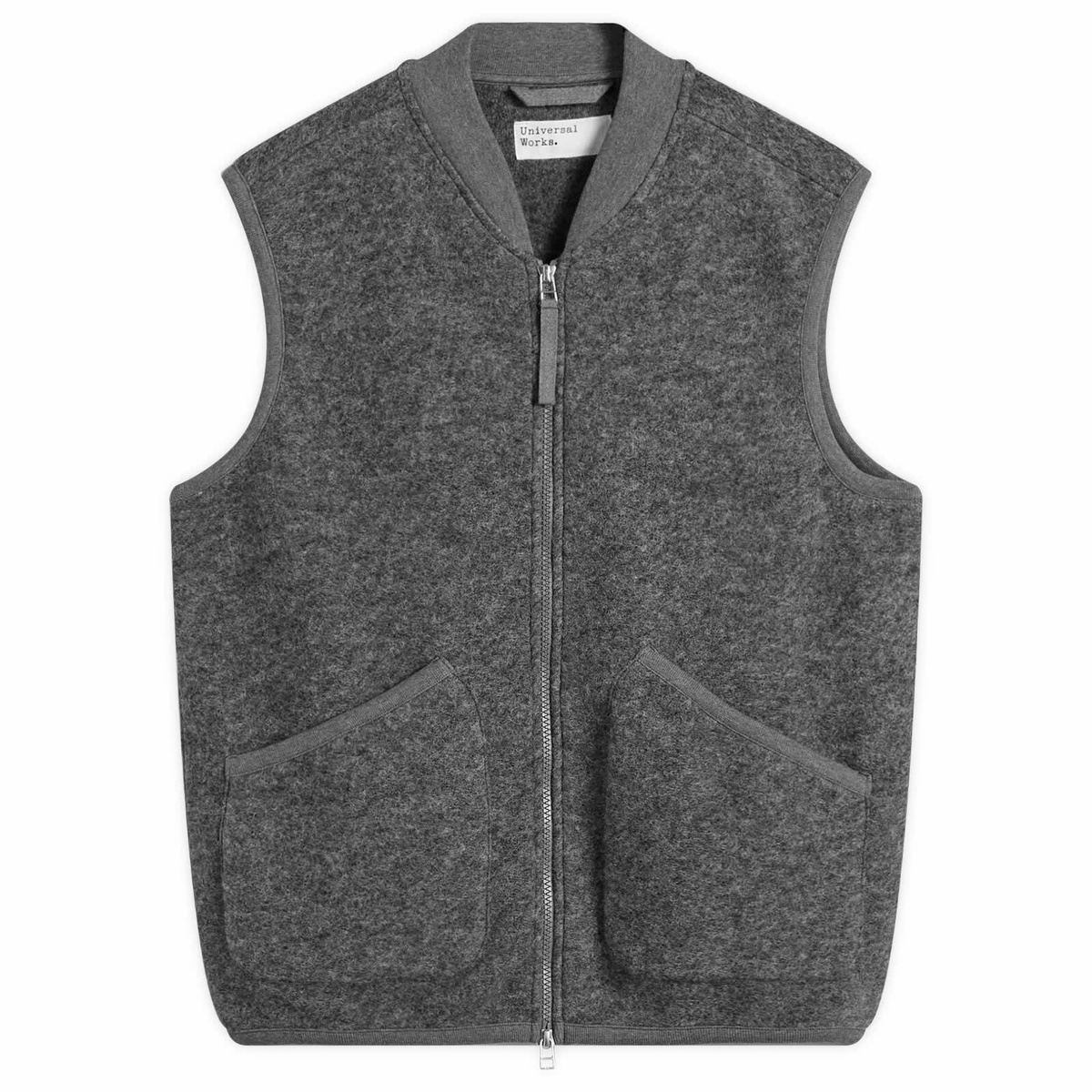 Universal Works Men's Wool Fleece Zip Waistcoat - Presented by END. in Grey Marl
