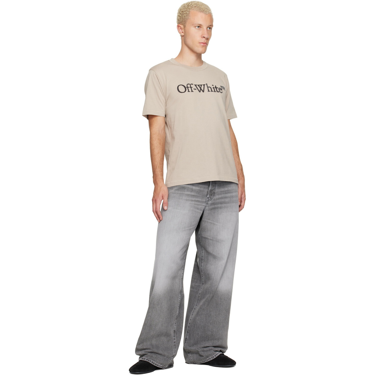 Off-White Beige Big Bookish Regular T-shirt