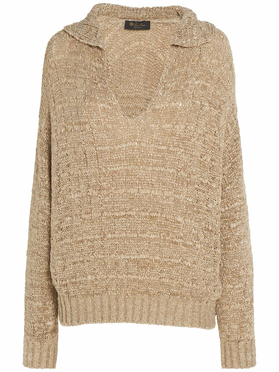 LORO PIANA - Shikotsu Openwork Knit Silk V Neck Polo