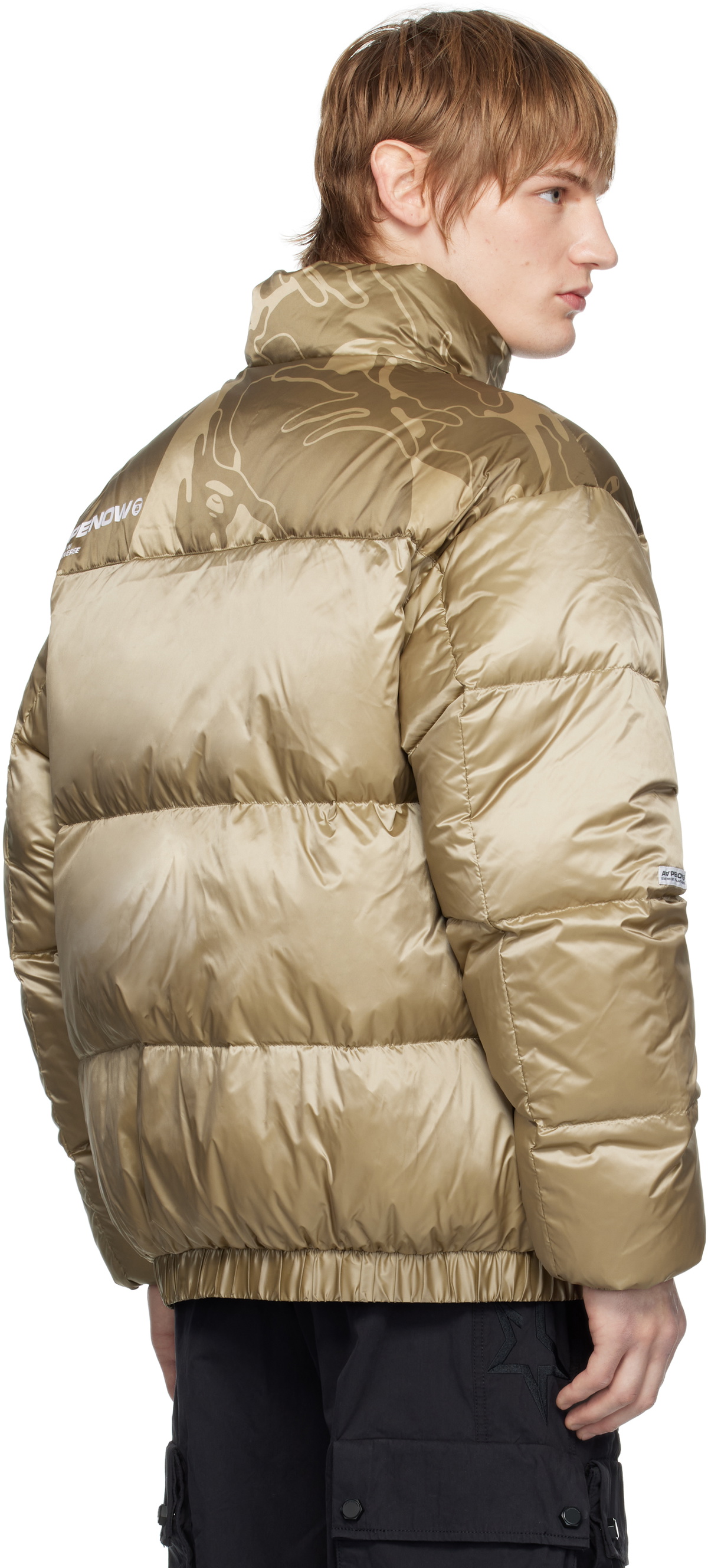 AAPE by A Bathing Ape Beige 'AAPE NOW' Moonface Logo Zip-Up Down