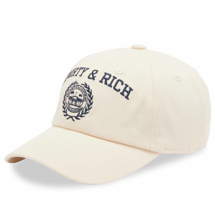 Photo: Sporty & Rich Men's Varsity Crest Embroidered Cap in Cream/Navy 