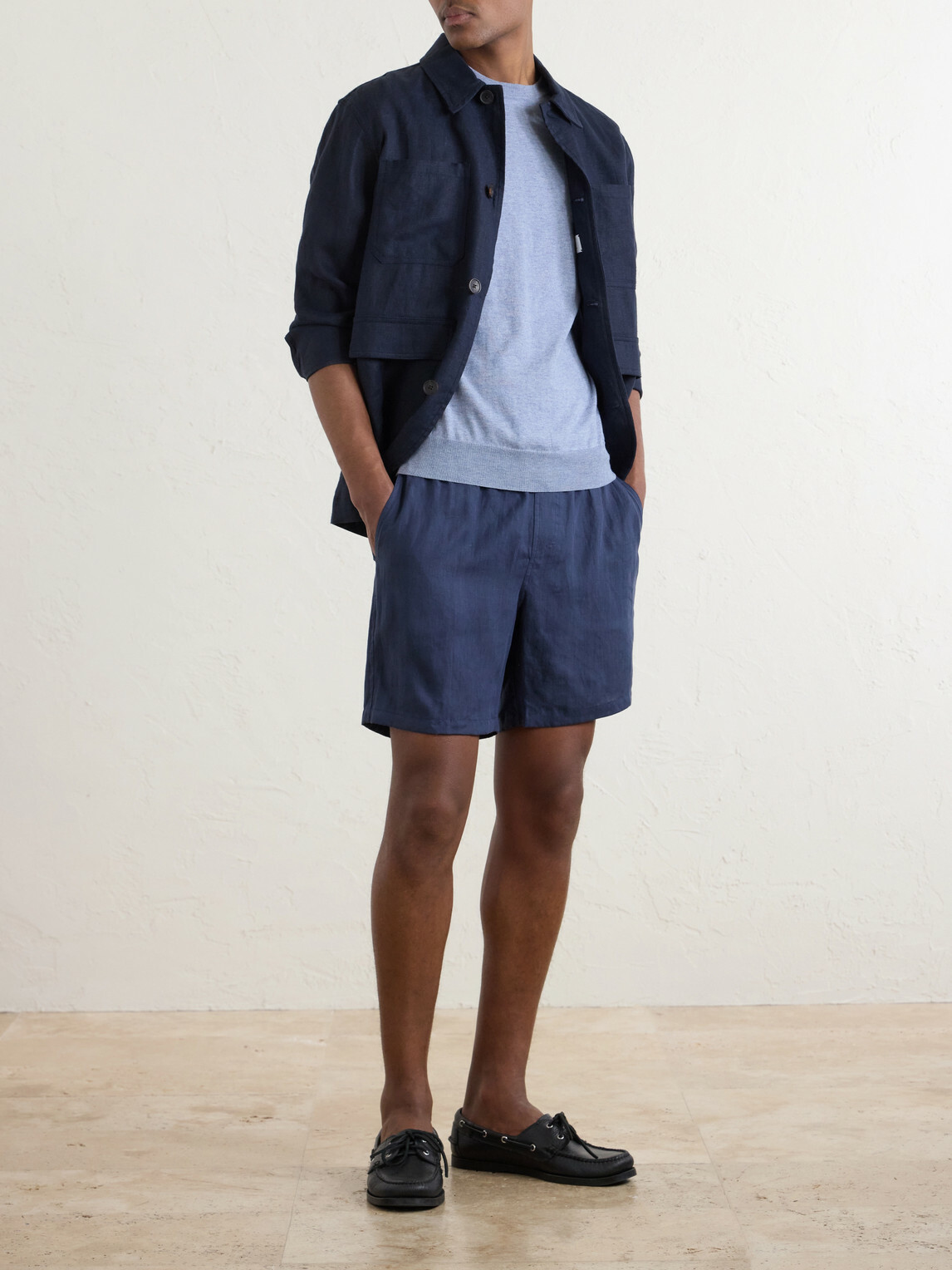 SEASE - Cod-2 Straight-Leg Hemp Drawstring Shorts - Blue