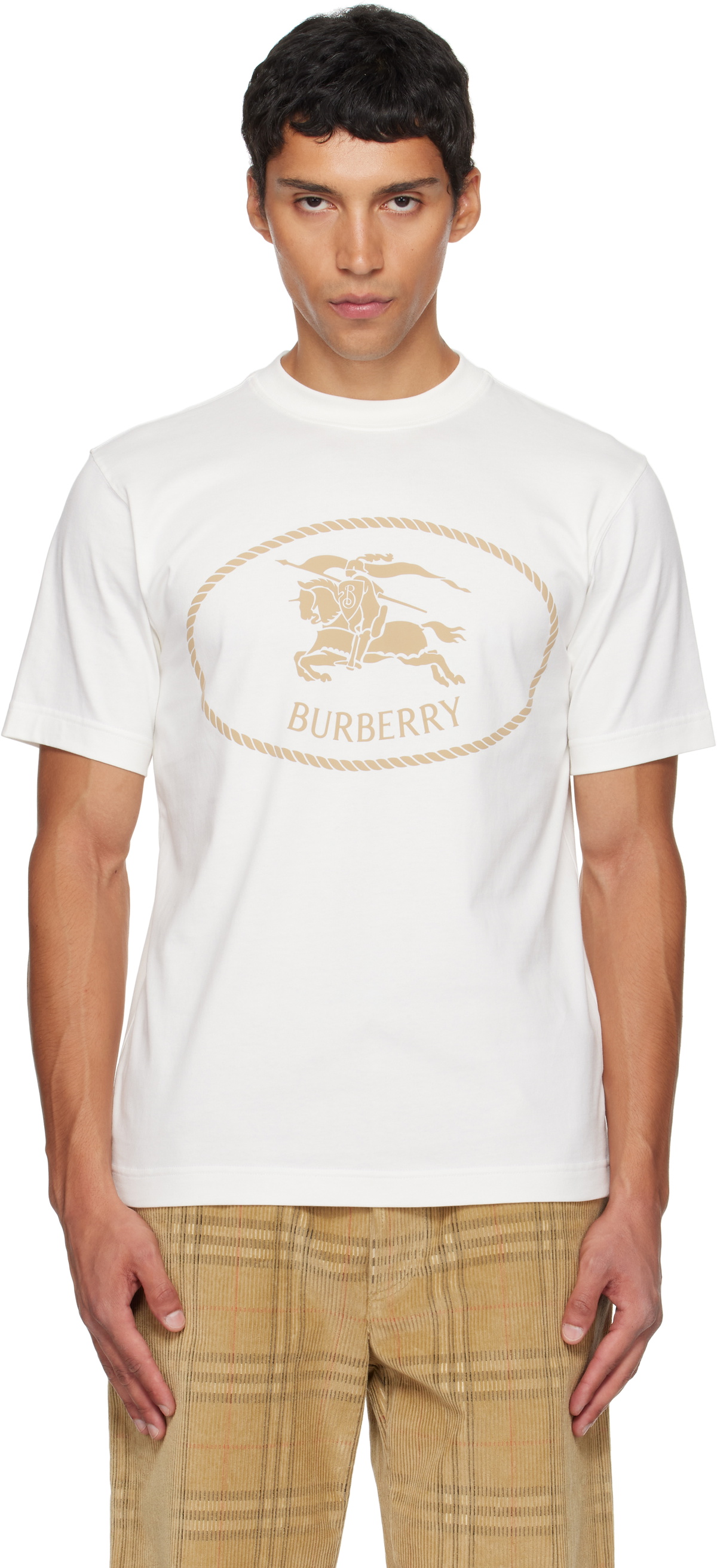 Burberry Men's EKD Small Logo T-Shirt in Salt Burberry