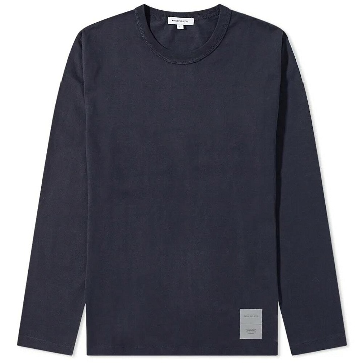 Photo: Norse Projects Men's Long Sleeve Holger Tab Series Reflective T-Shirt in Dark Navy