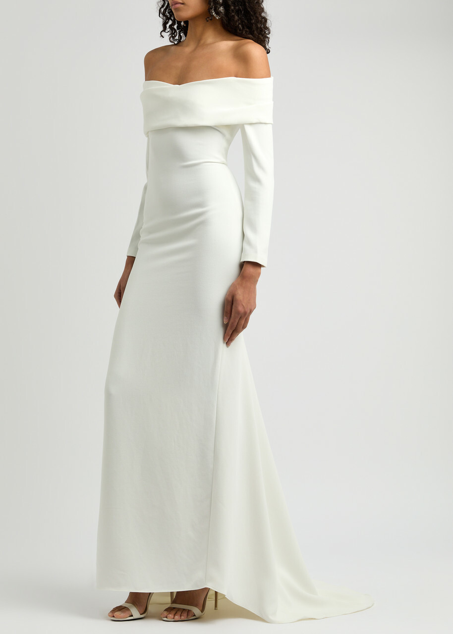 Solace London Lyla Off-the-shoulder Gown Cream