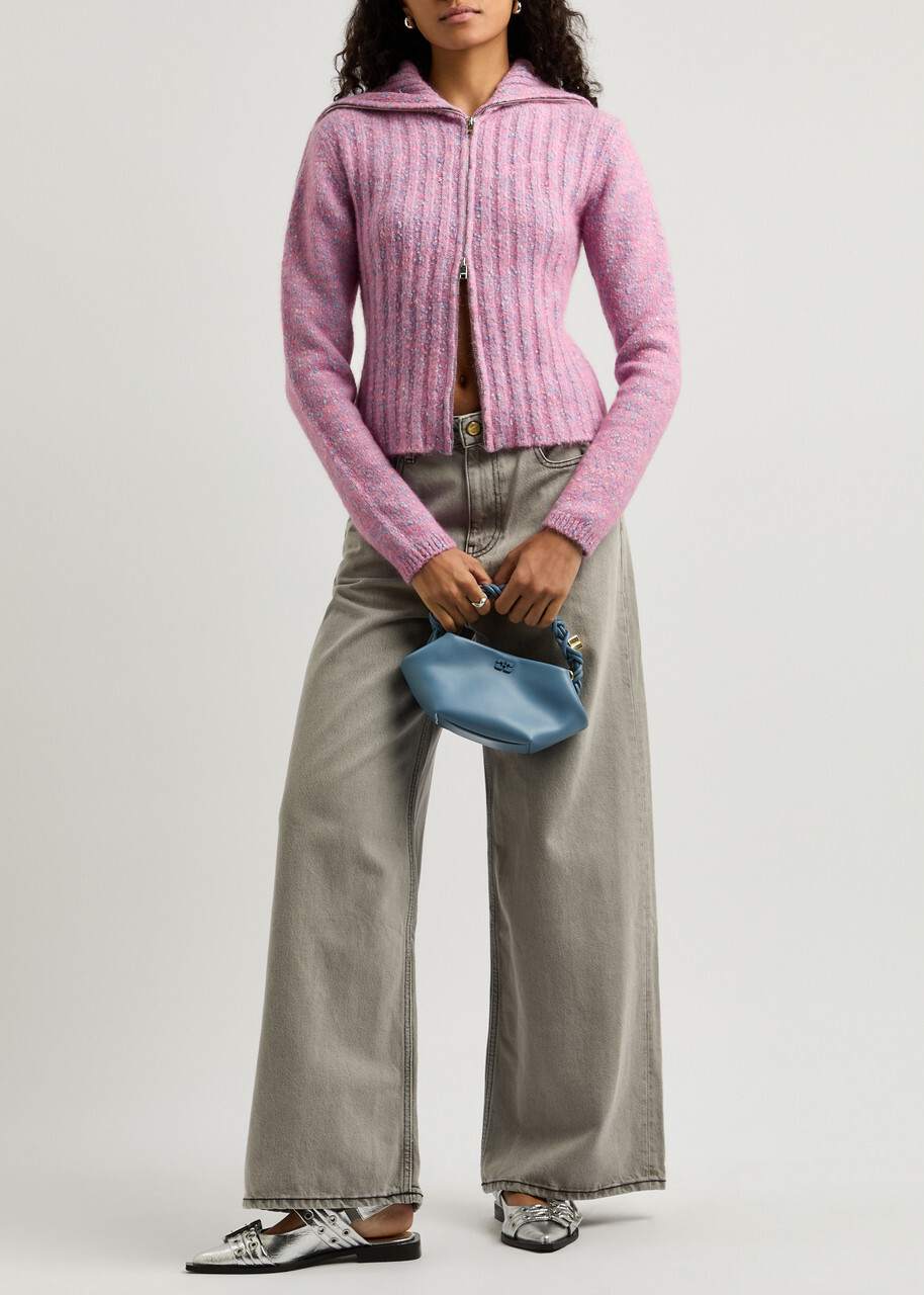 Ganni Ribbed Alpaca-blend Cardigan Pink GANNI