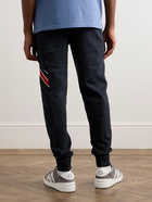 Moncler - Logo-Appliquéd Webbing-Trimmed Cotton-Blend Jersey Sweatpants - Blue