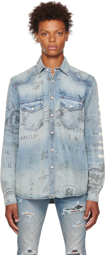 Photo: AMIRI Blue Military Stencil Shirt