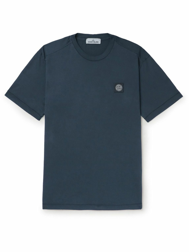 Photo: Stone Island - Logo-Appliquéd Cotton-Jersey T-Shirt - Blue