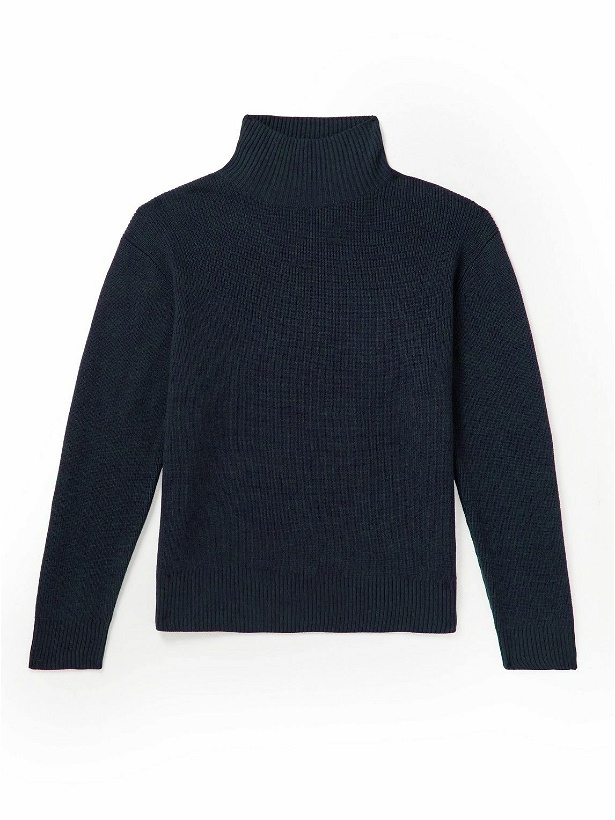 Photo: FRAME - Wool-Blend Mock-Neck Sweater - Blue