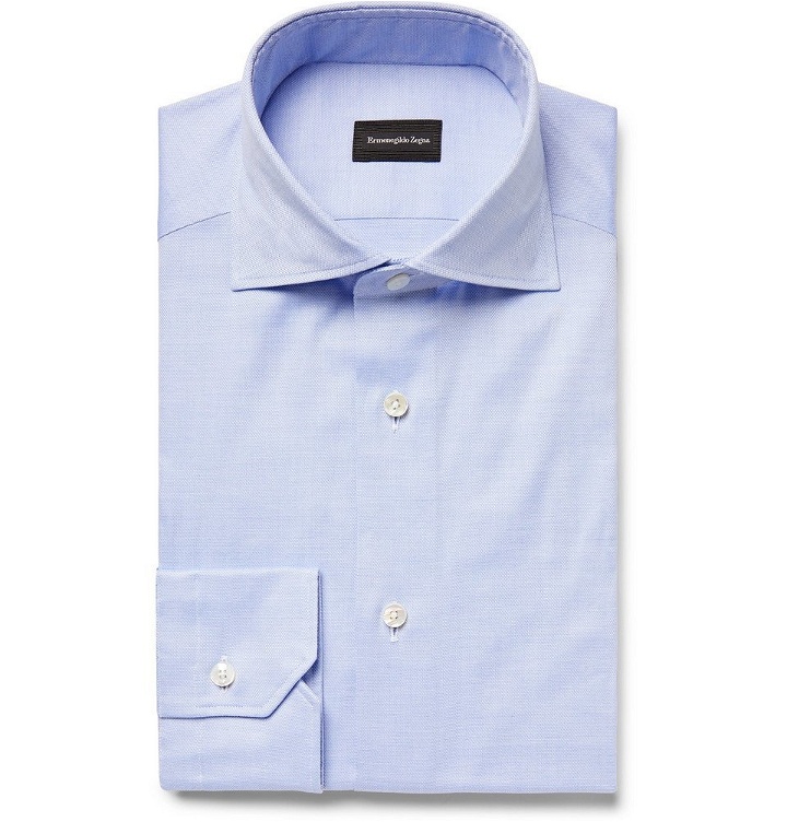 Photo: Ermenegildo Zegna - Blue Cotton Oxford Shirt - Men - Blue
