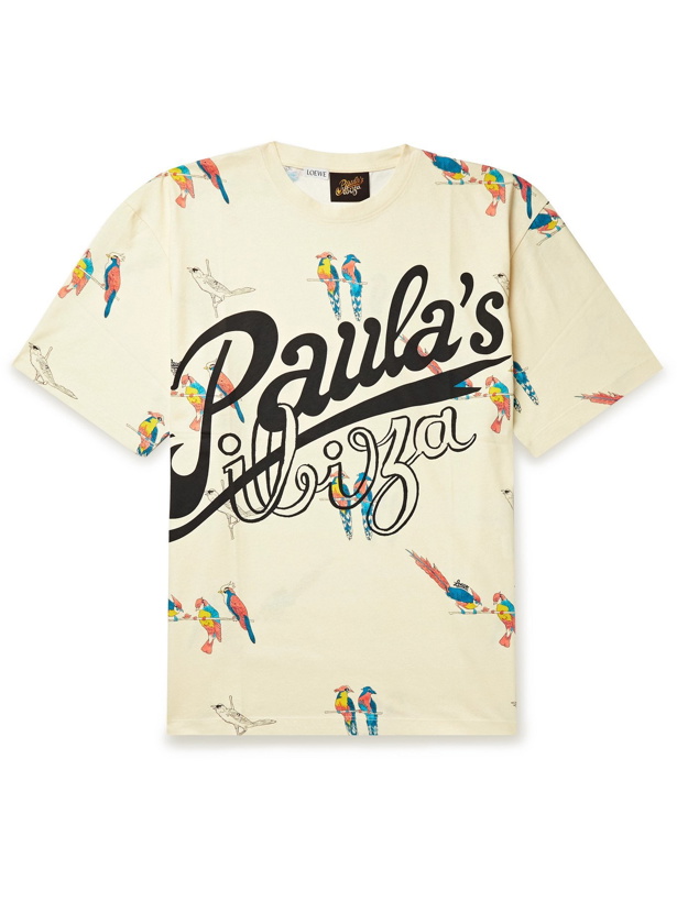 Photo: LOEWE - Paula's Ibiza Printed Cotton-Jersey T-Shirt - Neutrals