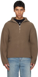 Courrèges Brown Ribbed Wool Trucker Sweater