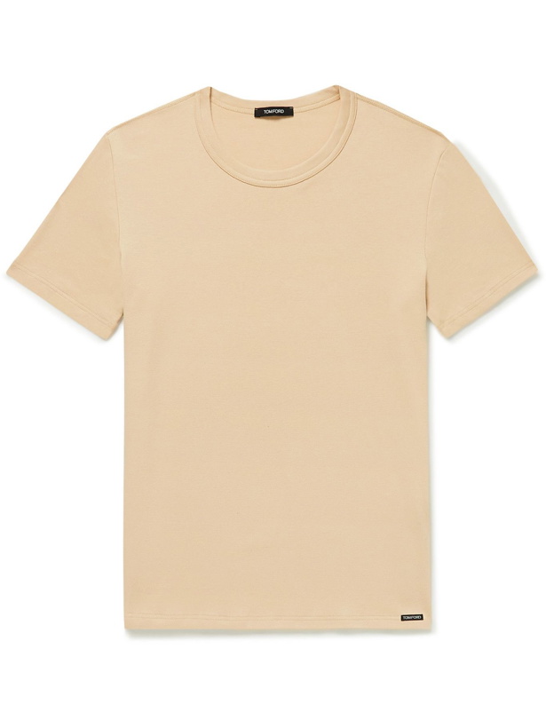 Photo: TOM FORD - Stretch Cotton-Jersey T-Shirt - Neutrals
