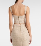 Elie Saab Checked sequined tweed crop top