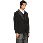 Maison Margiela Black Linen Striped Collar Blazer