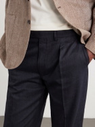 J. Mueser - Waverly Straight-Leg Cotton and Linen-Blend Twill Suit Trousers - Black