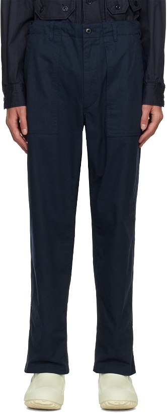 Photo: Engineered Garments Navy Fatigue Trousers
