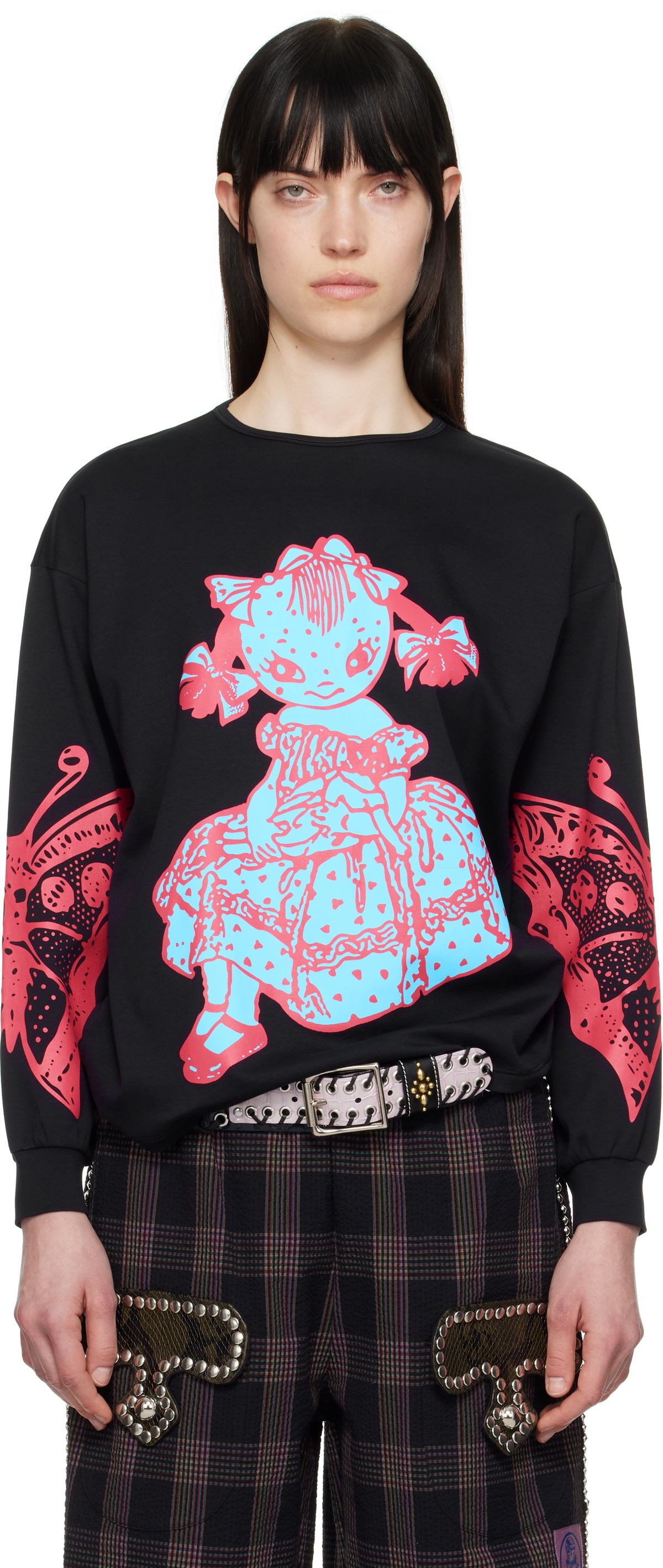 Chopova Lowena Green Blowdry Fitted Long Sleeve T-Shirt