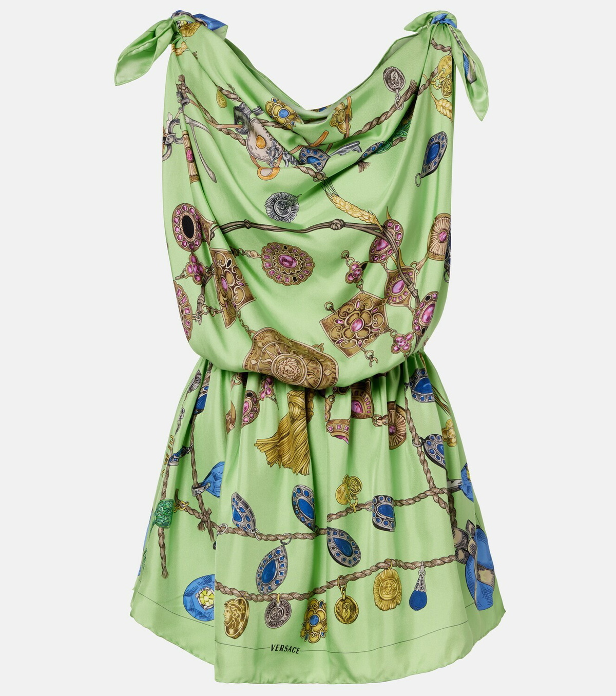 Versace Printed silk twill minidress