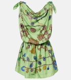 Versace Printed silk twill minidress