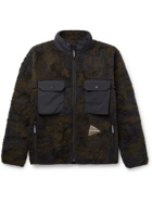 AND WANDER - Boa Nylon-Trimmed Camouflage-Print Fleece Jacket - Green