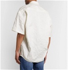 Balenciaga - Cocoon Oversized Logo-Embroidered Crinkled Cotton-Poplin Shirt - Neutrals