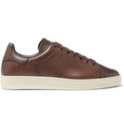 TOM FORD - Burnished-Leather Sneakers - Men - Brown